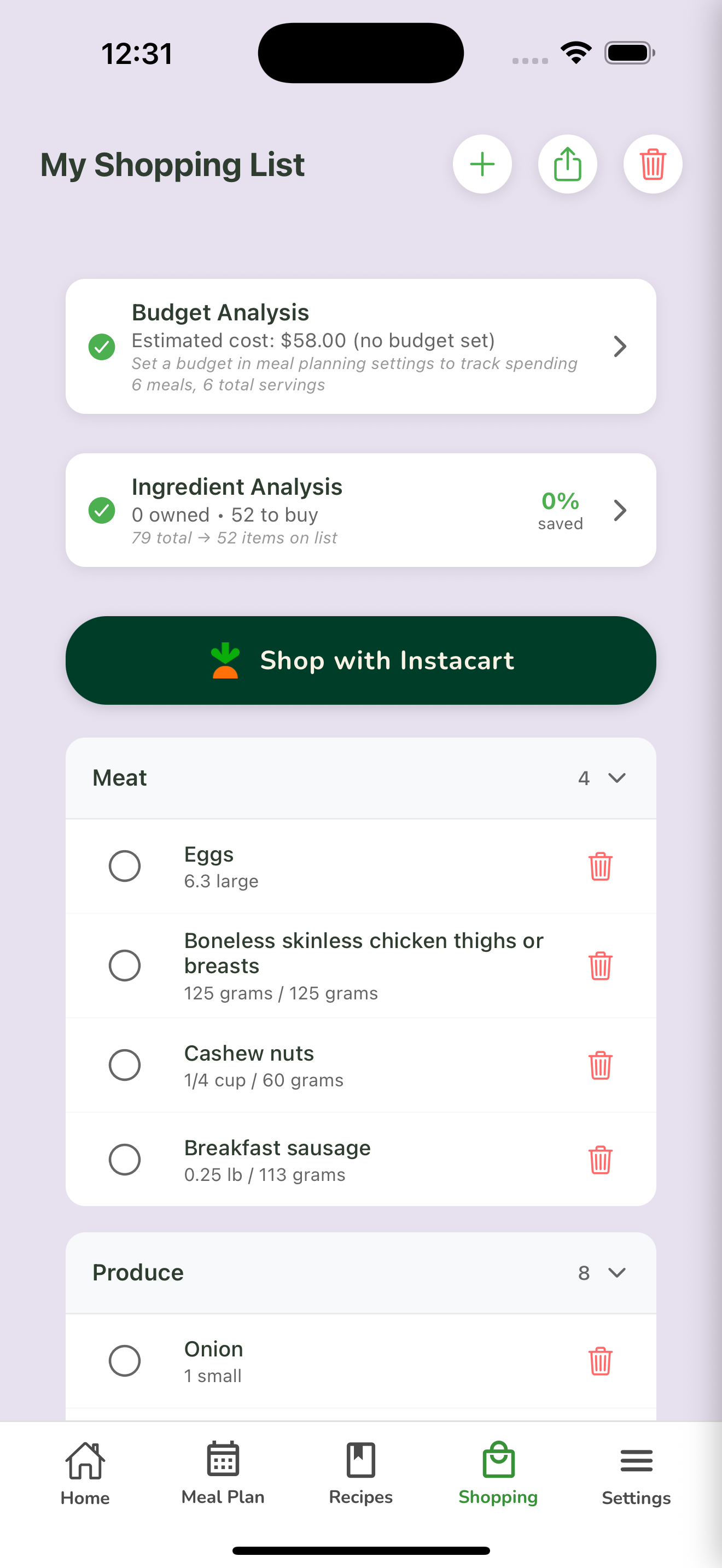 Pantrii AI Shopping List